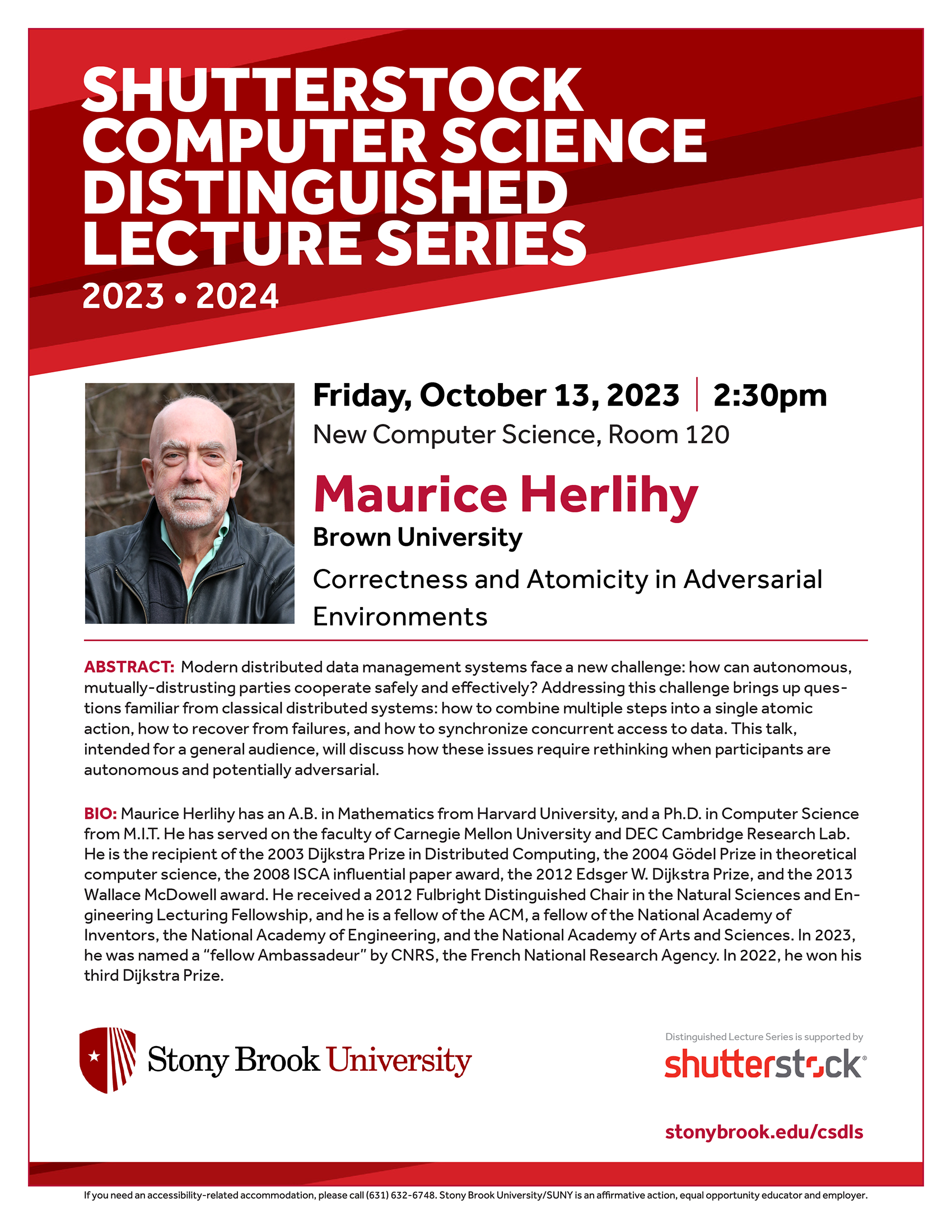 Oct. 13 Correctness and Atomicity with Maurice Herlihy Department
